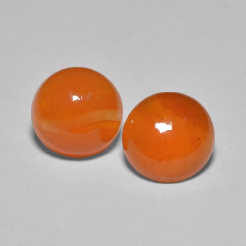 Fire Orange Carnelian Gem - 1.7ct Round Cabochon (ID: 587107)
