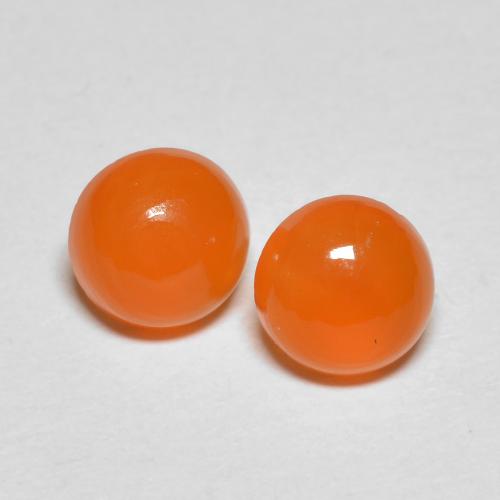 Fire Orange Carnelian Gem - 0.8ct Round Cabochon (ID: 587146)