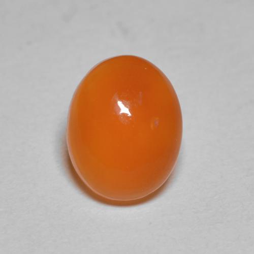 1.67ct Oval Cabochon Orange Carnelian from India, Dimension 8.8 x 6.9mm, Translucent Clarity, Natural untreated gemstone, 1pc Carnelian in Deep Orange Color, Mohs Hardness of 6.5 - 7 suitable for daily wear jewelry, Photo A
