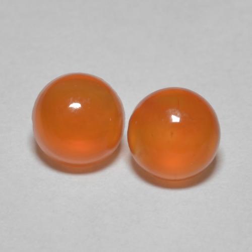 ミディアムオレンジ カーネリアン 宝石 - 0.5ct ラウンドカボション (ID: 587174)
