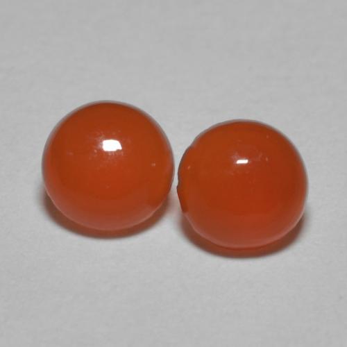 0.87 ctw Orange Carnelian Gemstones, Carnelian Gems in Round Cabochon Shape for Sale.