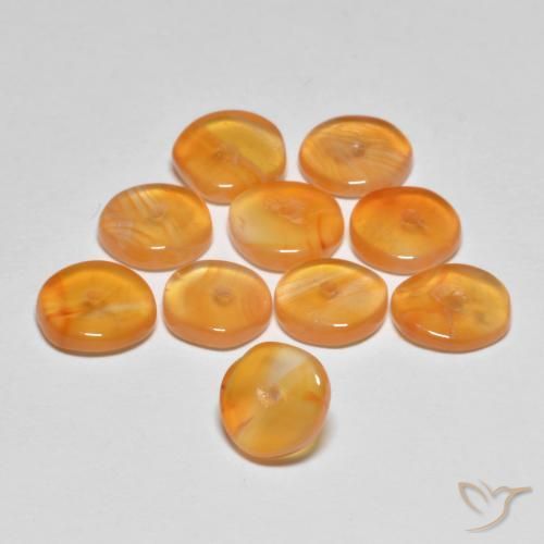 5.63 ctw Orange Carnelian Stones, Natural Carnelian in Rondelle Shape for Sale