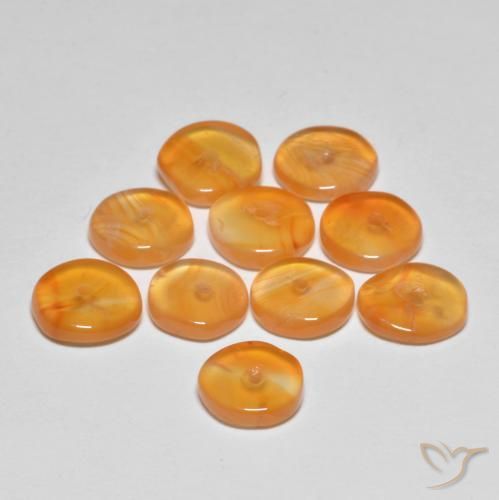 Carnelian Gemstones in 6 x 1.6 mm Size for Sale, Carnelian Stones in Medium Orange Color
