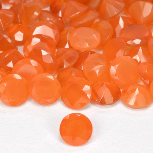 0.49 ctw Orange Carnelian Gemstones, Carnelian Gems in Round Facet Shape for Sale.