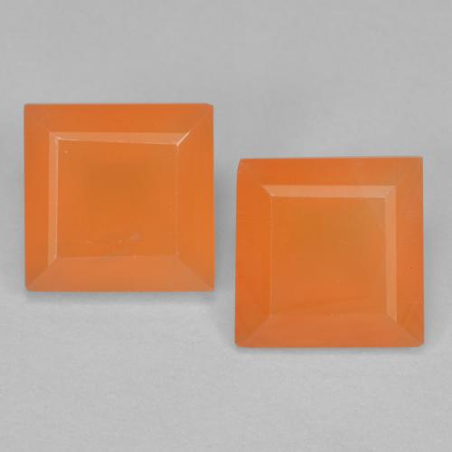 Orange rougeâtre Cornaline gemme - 0.6ct Facette Carrée (ID: 606795)