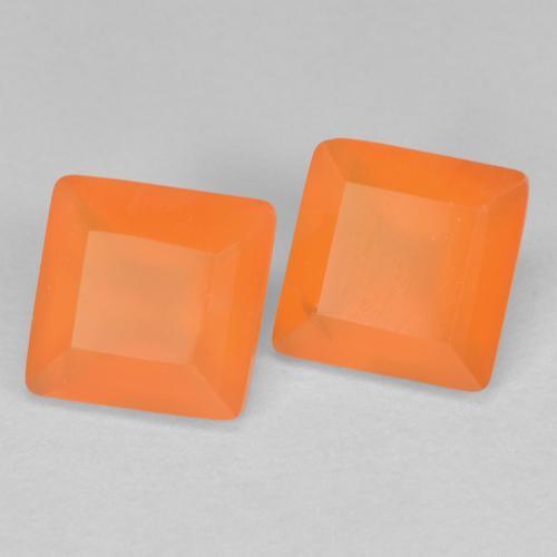 1.28 ctw Orange Carnelian Stones, Natural Carnelian in Square Facet Shape for Sale