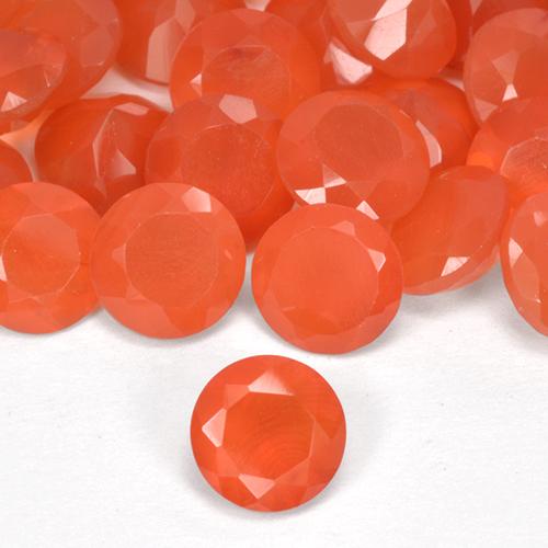 5.15 ctw Orange Carnelian Gemstones, Carnelian Gems in Round Facet Shape for Sale.