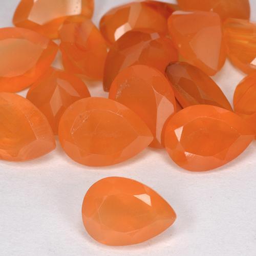 3.84 ctw Orange Carnelian Gemstones, Carnelian Gems in Pear Facet Shape for Sale.