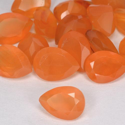 3.84 ctw Orange Carnelian Stones, Natural Carnelian in Pear Facet Shape for Sale