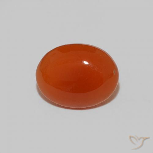 1.59 ct Orange Carnelian Gemstone, Carnelian Gem in Oval Cabochon Shape for Sale.