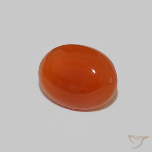 1.59 ct Orange Carnelian Stone, Natural Carnelian in Oval Cabochon Shape for Sale