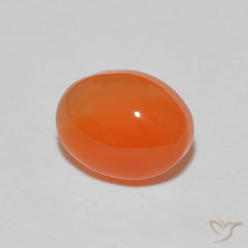 2.34 ct Orange Carnelian Stone, Natural Carnelian in Oval Cabochon Shape for Sale