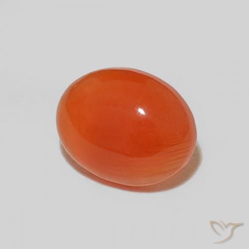 1.83 ct Orange Carnelian Stone, Natural Carnelian in Oval Cabochon Shape for Sale