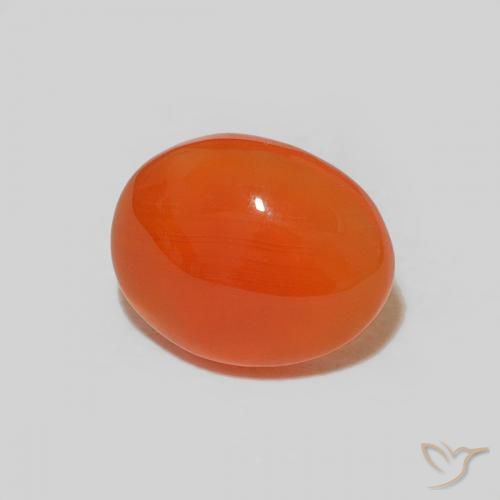 1.54 ct Orange Carnelian Stone, Natural Carnelian in Oval Cabochon Shape for Sale