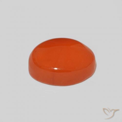 Carnelian Gemstone in 9 x 7 mm (calibrated) Size for Sale, Carnelian Stone in Medium Orange Color