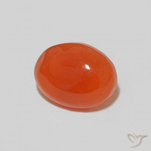 1.77 ct Orange Carnelian Stone, Natural Carnelian in Oval Cabochon Shape for Sale