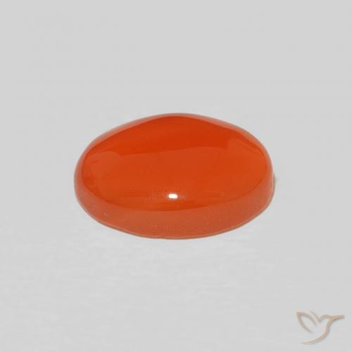 Carnelian Gemstone in 9 x 7 mm (calibrated) Size for Sale, Carnelian Stone in Intense Orange Color