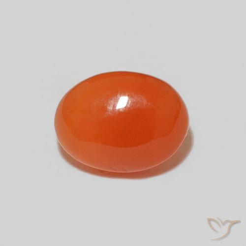 1.53 ct Orange Carnelian Gemstone, Carnelian Gem in Oval Cabochon Shape for Sale.