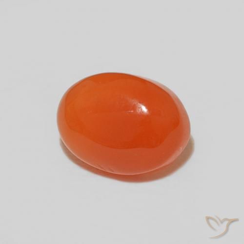 1.53 ct Orange Carnelian Stone, Natural Carnelian in Oval Cabochon Shape for Sale