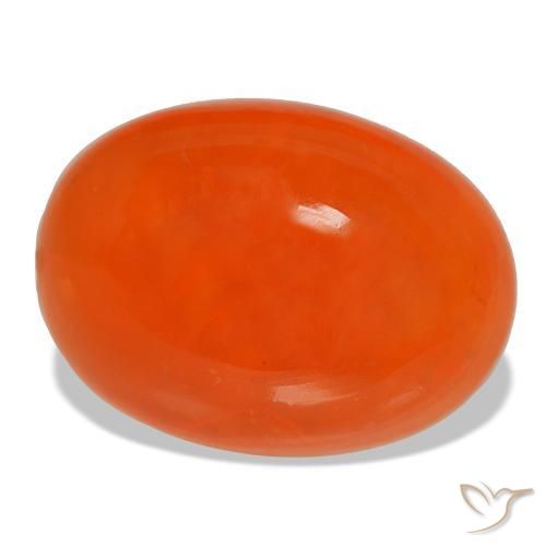 14.34 ct Orange Carnelian Stone, Natural Carnelian in Oval Cabochon Shape for Sale