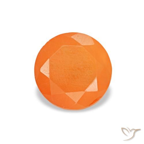 0.41 ct Orange Carnelian Gemstone, Carnelian Gem in Round Facet Shape for Sale.