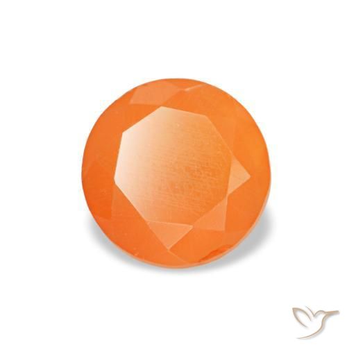0.41 ct Orange Carnelian Stone, Natural Carnelian in Round Facet Shape for Sale