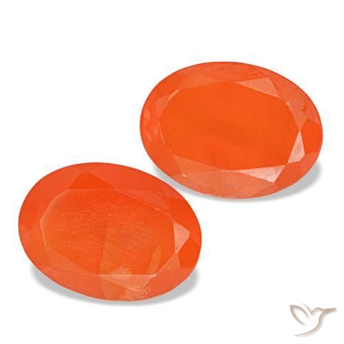 1.39 ctw Orange Carnelian Stones, Natural Carnelian in Oval Facet Shape for Sale
