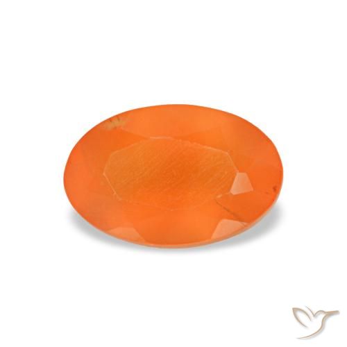 0.44 ct Orange Carnelian Gemstone, Carnelian Gem in Oval Facet Shape for Sale.