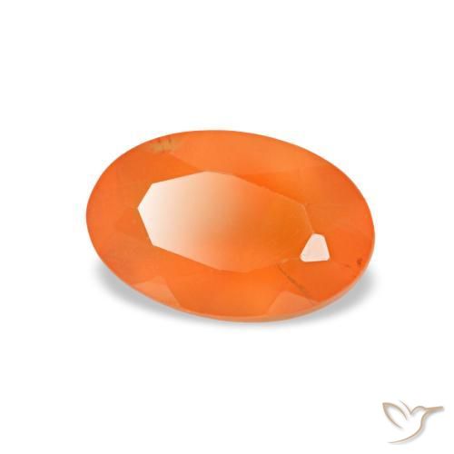 0.44 ct Orange Carnelian Stone, Natural Carnelian in Oval Facet Shape for Sale