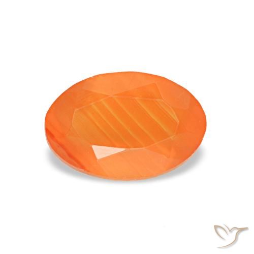 0.47 ct Orange Carnelian Gemstone, Carnelian Gem in Oval Facet Shape for Sale.