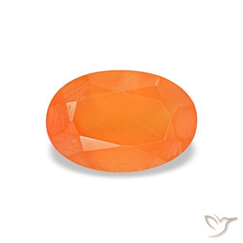 0.40 ct Orange Carnelian Gemstone, Carnelian Gem in Oval Facet Shape for Sale.