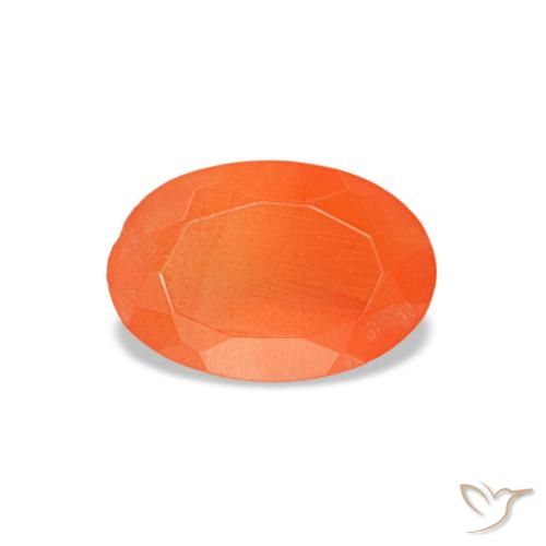 0.36 ct Orange Carnelian Gemstone, Carnelian Gem in Oval Facet Shape for Sale.
