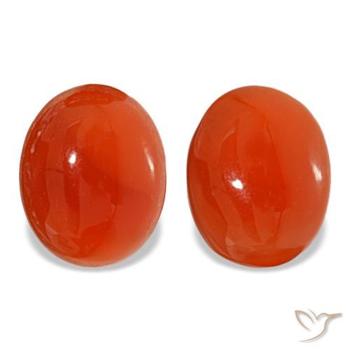 5.41 ctw Red Carnelian Gemstones, Carnelian Gems in Oval Cabochon Shape for Sale.