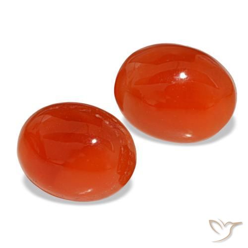 5.41 ctw Red Carnelian Stones, Natural Carnelian in Oval Cabochon Shape for Sale