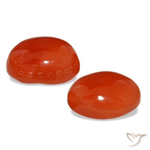 Carnelian Gemstones in 10 x 8 mm (calibrated) Size for Sale, Carnelian Stones in Bright Crimson Red-Orange Color