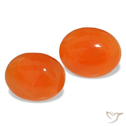 4.41 ctw Orange Carnelian Stones, Natural Carnelian in Oval Cabochon Shape for Sale