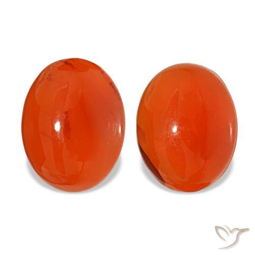 3.96 ctw Orange Carnelian Gemstones, Carnelian Gems in Oval Cabochon Shape for Sale.