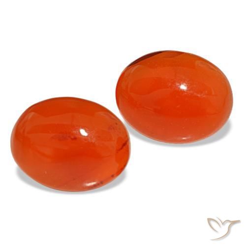 3.96 ctw Orange Carnelian Stones, Natural Carnelian in Oval Cabochon Shape for Sale
