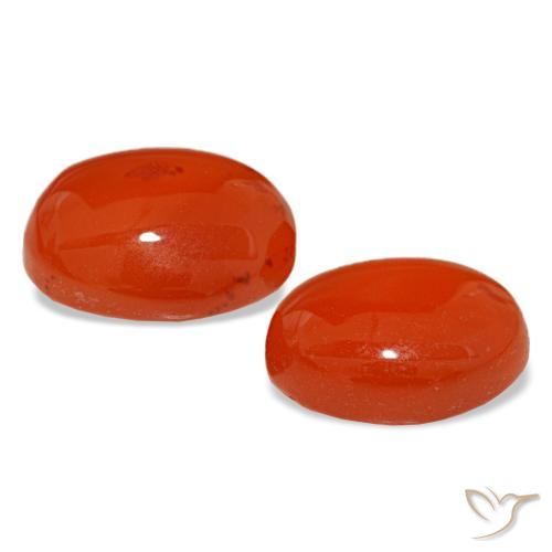 Carnelian Gemstones in 9.4 x 7.4 mm Size for Sale, Carnelian Stones in Amber Orange Color