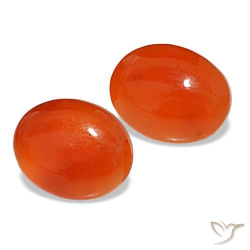 4.90 ctw Orange Carnelian Stones, Natural Carnelian in Oval Cabochon Shape for Sale
