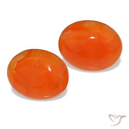 4.23 ctw Orange Carnelian Stones, Natural Carnelian in Oval Cabochon Shape for Sale