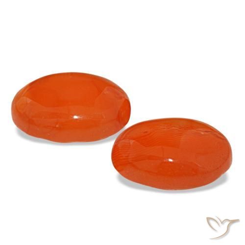 Carnelian Gemstones in 10 x 8 mm (calibrated) Size for Sale, Carnelian Stones in Medium Orange Color