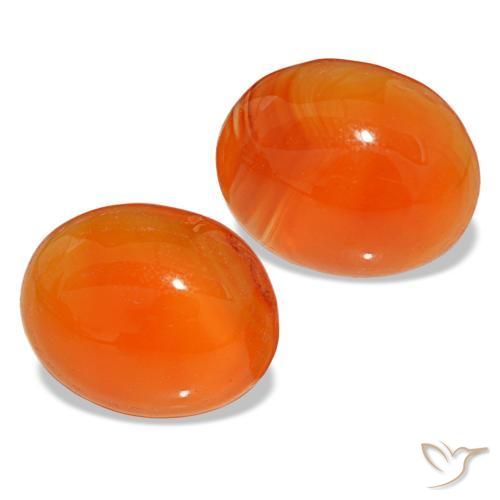 5.67 ctw Orange Carnelian Stones, Natural Carnelian in Oval Cabochon Shape for Sale