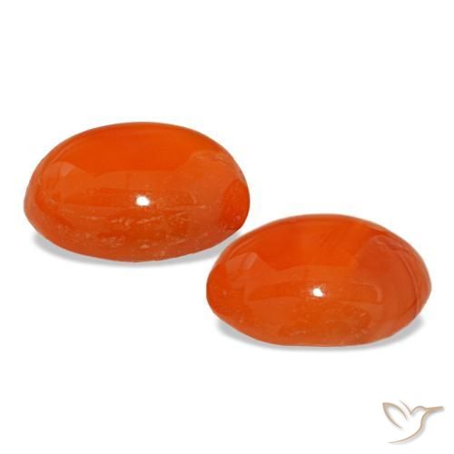 Carnelian Gemstones in 11 x 9 mm (calibrated) Size for Sale, Carnelian Stones in Bright Orange Color
