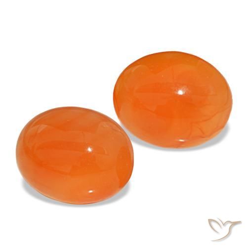 5.06 ctw Orange Carnelian Stones, Natural Carnelian in Oval Cabochon Shape for Sale
