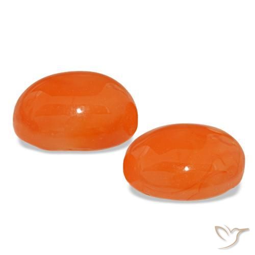 Carnelian Gemstones in 10 x 8 mm (calibrated) Size for Sale, Carnelian Stones in Medium Orange Color