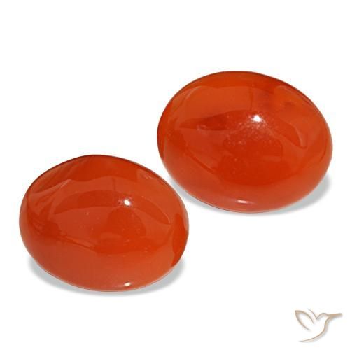 4.56 ctw Orange Carnelian Stones, Natural Carnelian in Oval Cabochon Shape for Sale