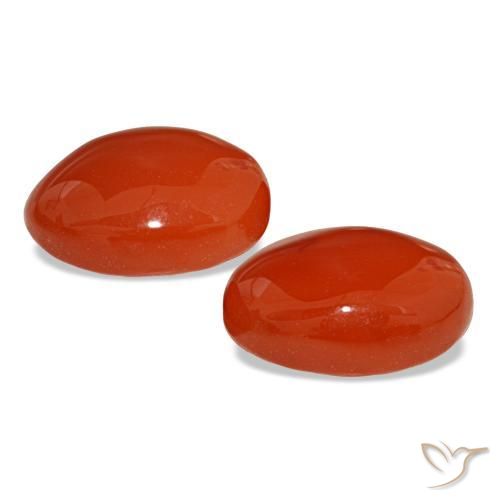 Carnelian Gemstones in 10 x 8 mm (calibrated) Size for Sale, Carnelian Stones in Medium Orange Color