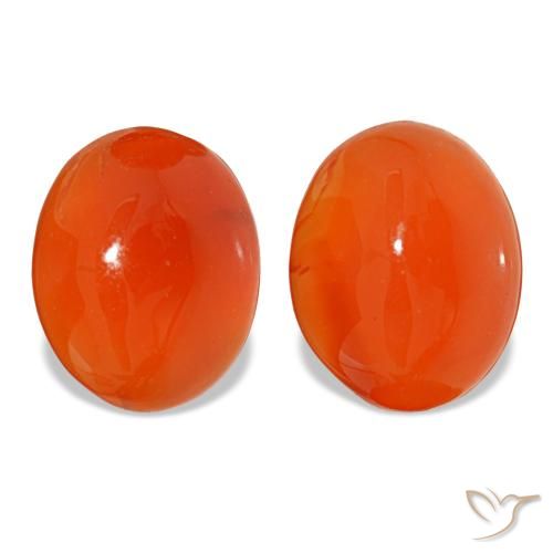 4.82 ctw Red Carnelian Gemstones, Carnelian Gems in Oval Cabochon Shape for Sale.