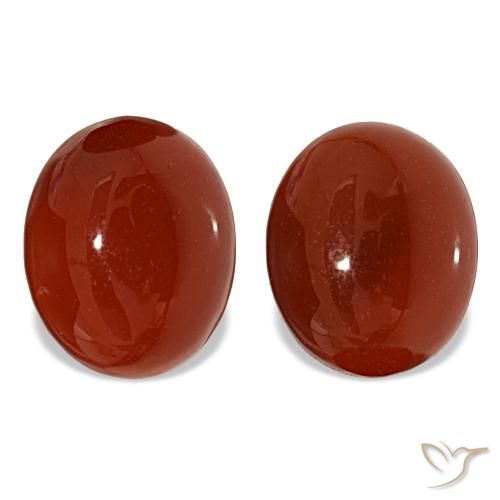 7.52 ctw Red Carnelian Gemstones, Carnelian Gems in Oval Cabochon Shape for Sale.